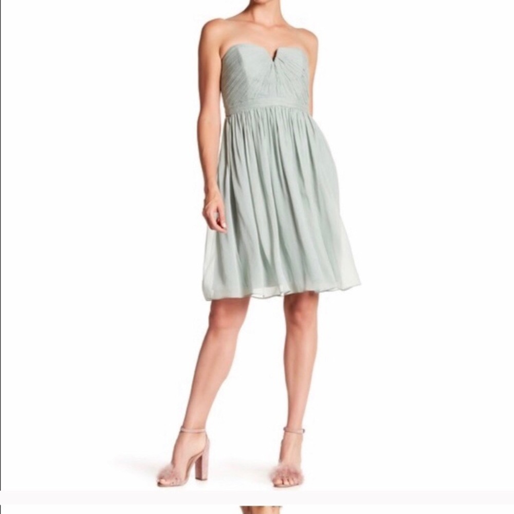 J.Crew light green chiffon strapless dress